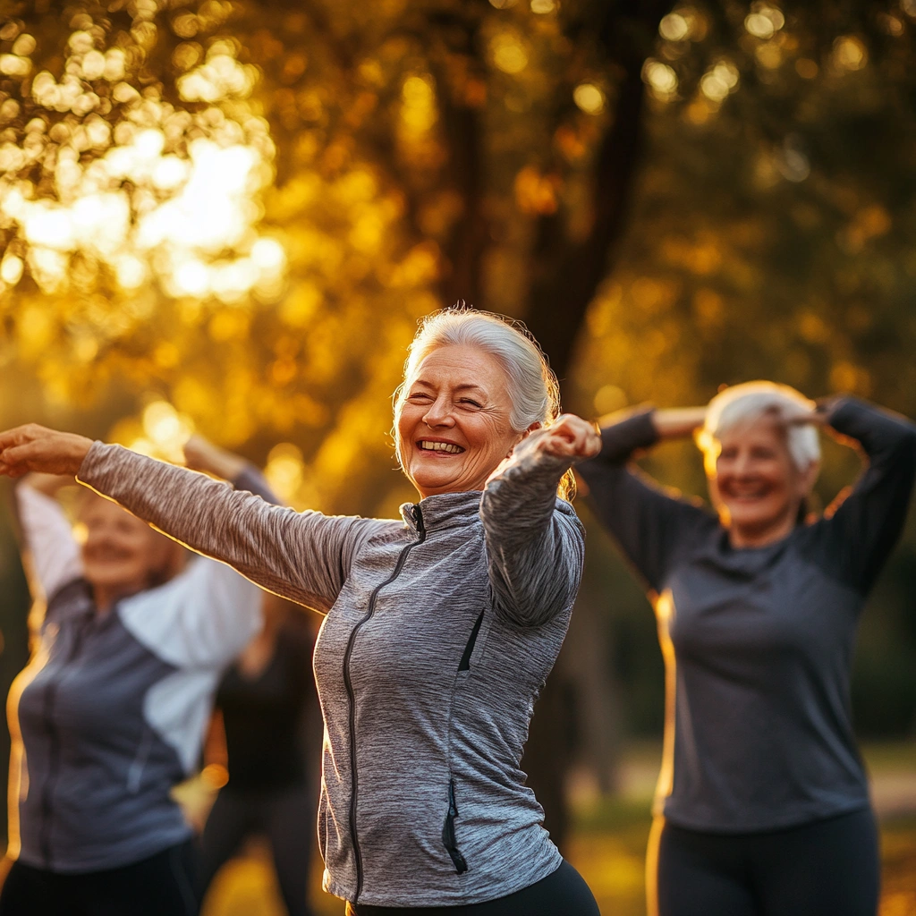 Активні пенсіонери займаються спортом на свіжому повітрі